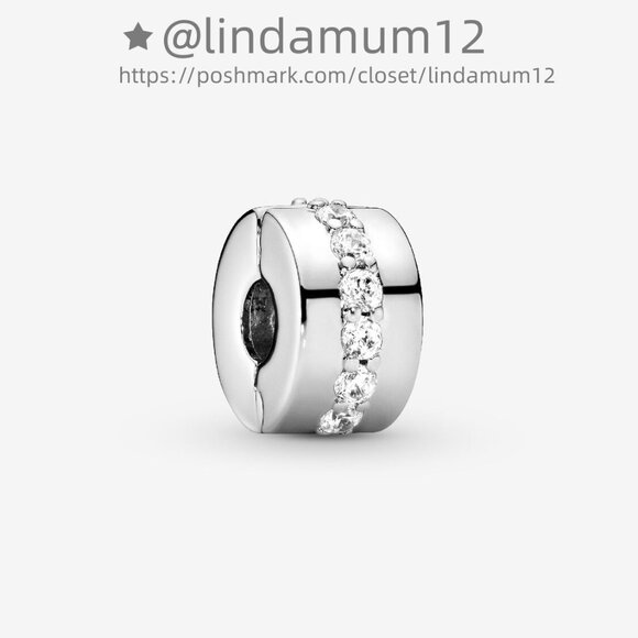 Pandora Clear Sparkling Row Clip Charm - Picture 1 of 7